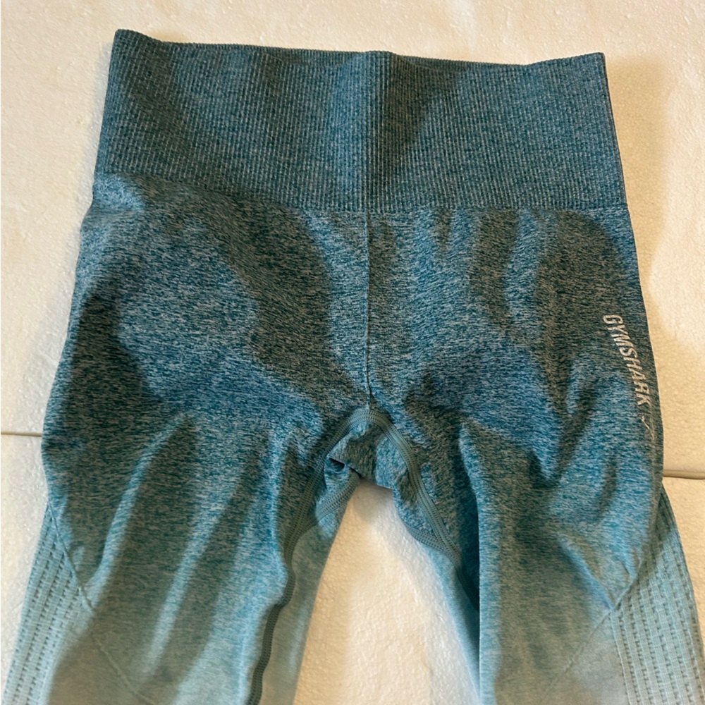 Gymshark teal white ombré seamless workout leggings sweat wicking high rise - Picture 6 of 12